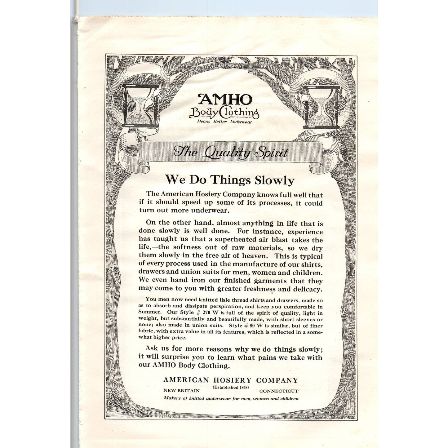 c1920 Harper's Magazine Ad - Lastlong Underwear Co. Flat-Knit Union Suits NY EA3