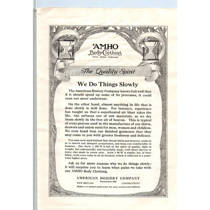 c1920 Harper's Magazine Ad - Lastlong Underwear Co. Flat-Knit Union Suits NY EA3