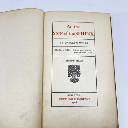 1906 At the Sign of the Sphinx (Poems) Second Series Carolyn Wells TF3