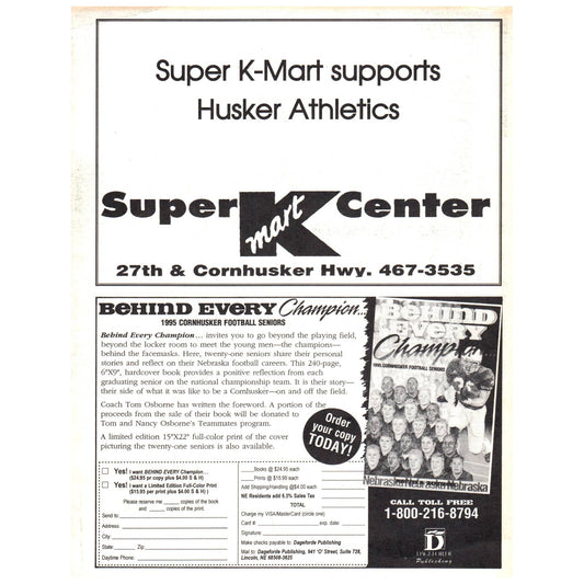 1996 Nebraska Cornhuskers National Champions Super K-Mart Advertisement AD1