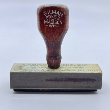 Vtg Rubber Stamp Campus Camera Inc. Madison WI Gilman Press SD4