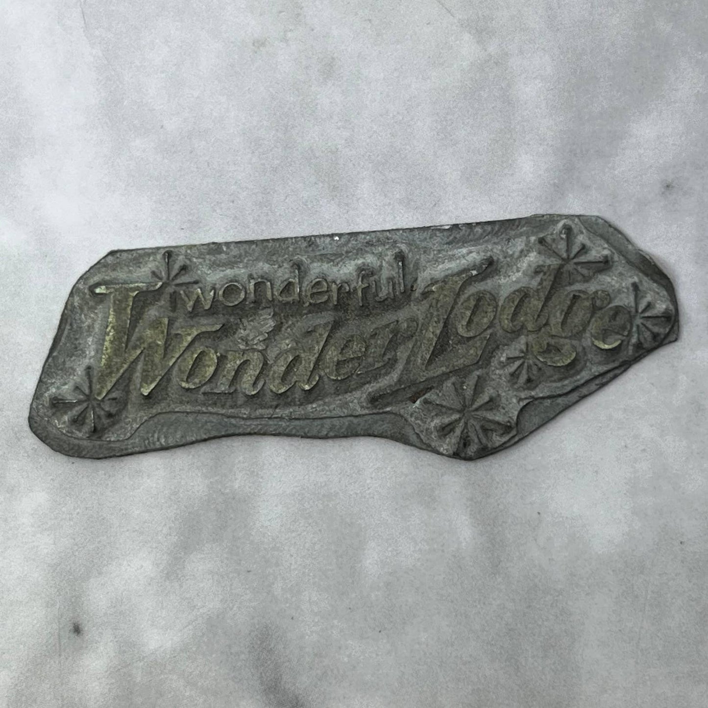 Vintage Printing Letterpress Printers Block Plate Wonderful Wonder Lodge TJ515