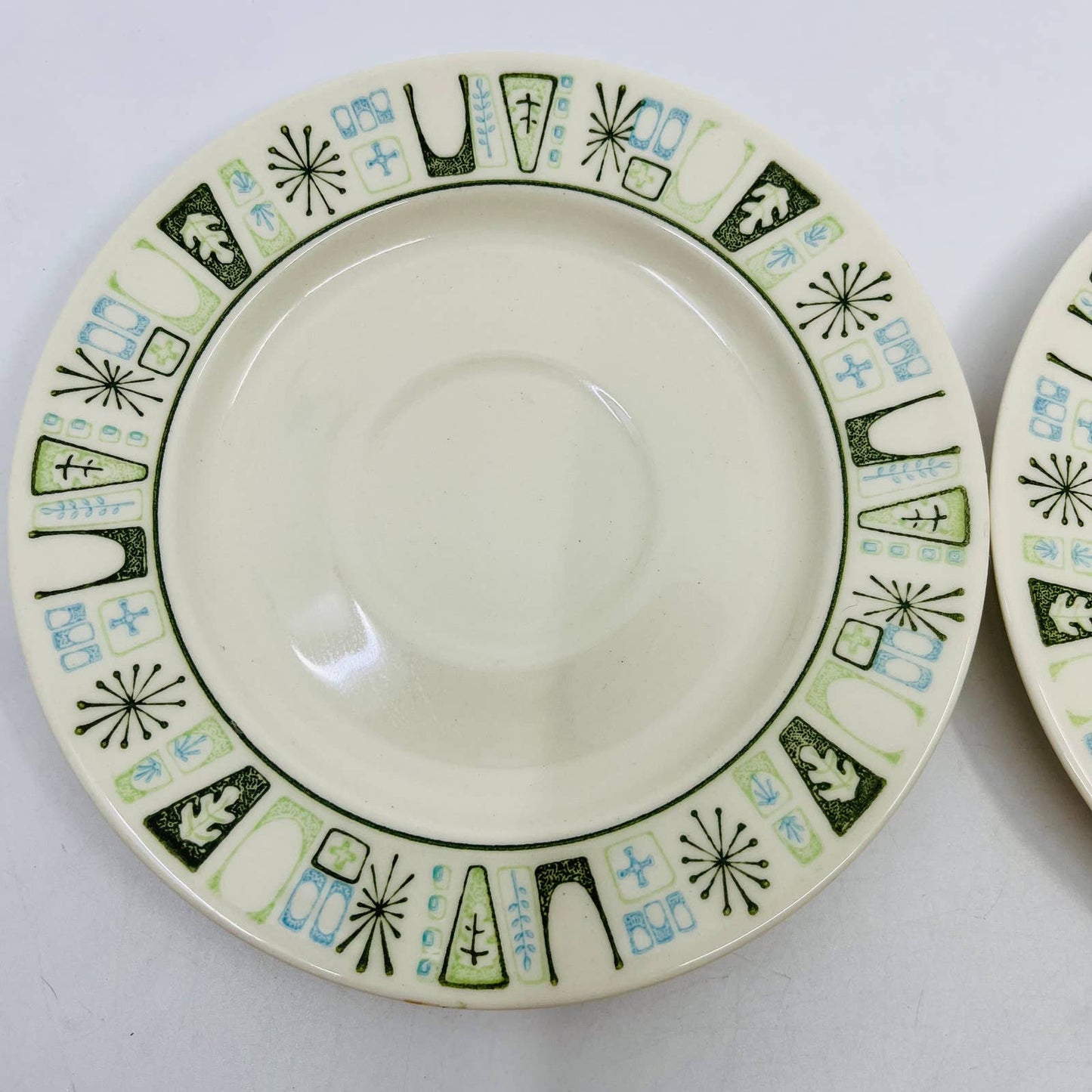 Taylor Smith Taylorstone Cathay Atomic Mid Century Saucer Set of 2 TD7