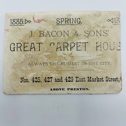 1880s Victorian Trade Card J Bacon & Sons Great Carpet House Louisville KY AA2