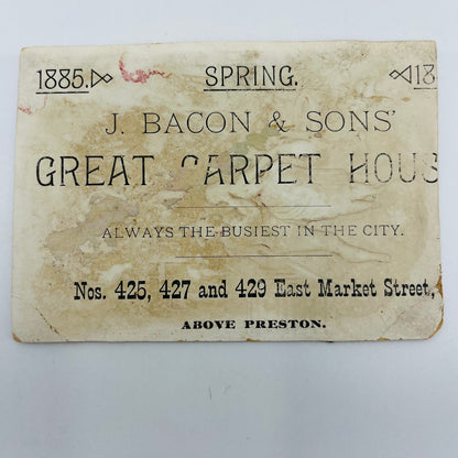 1880s Victorian Trade Card J Bacon & Sons Great Carpet House Louisville AH9-M8