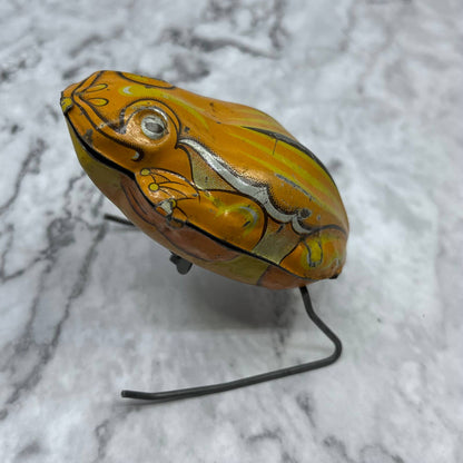 1930's Vintage Rare Clockwork Wind Up Jumping Frog Tin Toy Litho Japan SF1