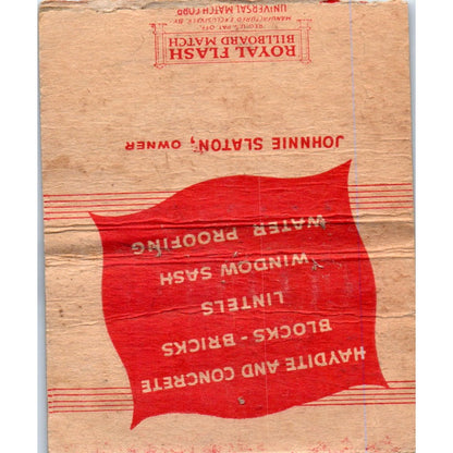John Slatons Concrete Products Wide Advertising Matchbook Cover SA6-M7