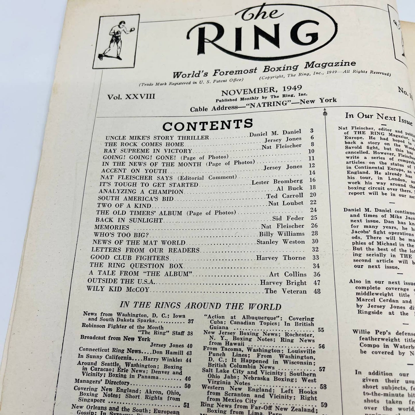 1949 Nov - The Ring Boxing Magazine – Laurent Dauthille Cover Louis Robinson TA5