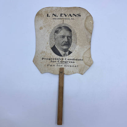 Antique Political Campaign Fan I.N. Evans Milledgeville IL for CongressFL4