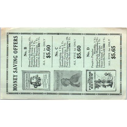 1921 Louisville Herald Reading Club Magazine Subscription Order Form SE4-3