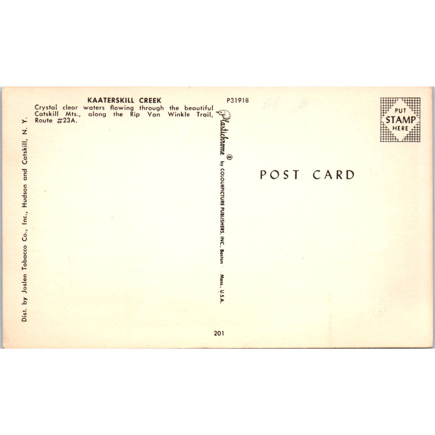 Vtg Postcard Kaaterskill Creek Catskill Mountains Van Winkle Trail Route 23A EA3