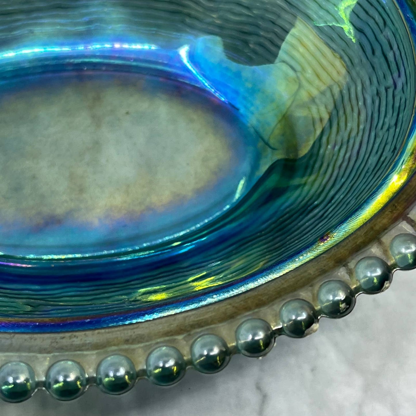 Vtg Nesting Hen Blue Carnival Glass Indiana Hen on Nest Candy Dish ~7x5" TI6