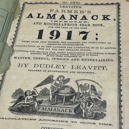 1917 Levitt’s Farmer’s Almanac Dover New Hampshire Geo E. Barney No. 121 NH1