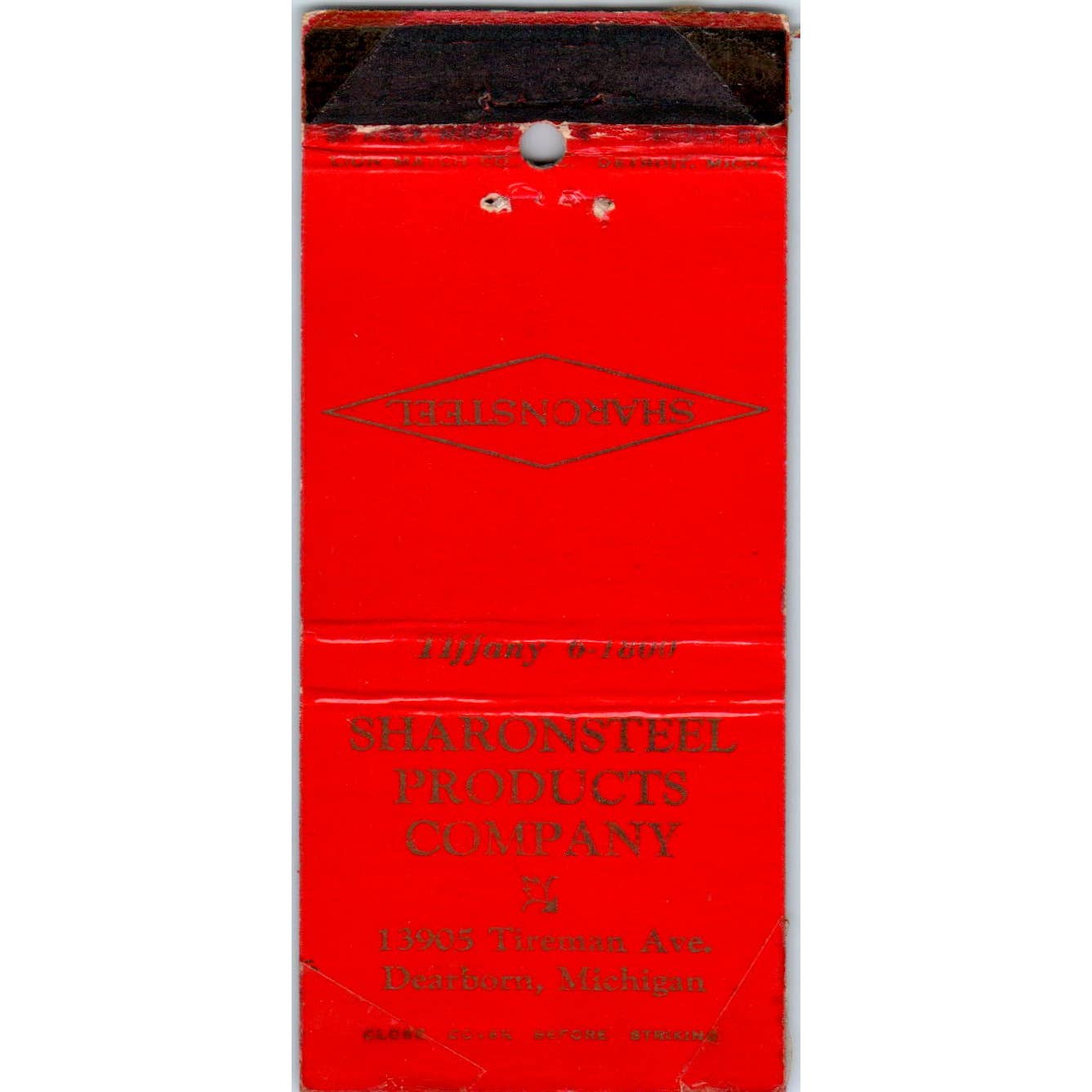 Sharonsteel Products Company Dearborn MI Advertising Matchbook Cover SA1-M6