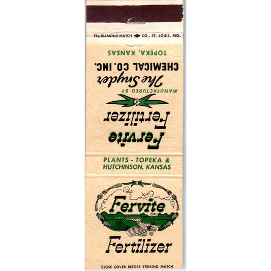 Fervite Fertilizer Snyder Chemical Co Topeka KS Advertising Matchbook MM10-2