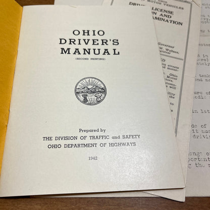 Vintage 1942 Ohio Driver’s Manual, Definition of Terms, and Q & A Brochure H4-1