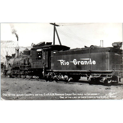 D & RGW Narrow Gauge RR Colorado Train Engine - Original RPPC Postcard TJ9-P1