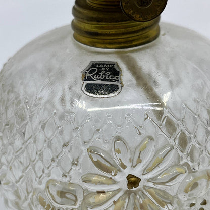 Antique Rubicon Oil Lamp Hand Painted Clear Daisy 8" Matching Shade TI2