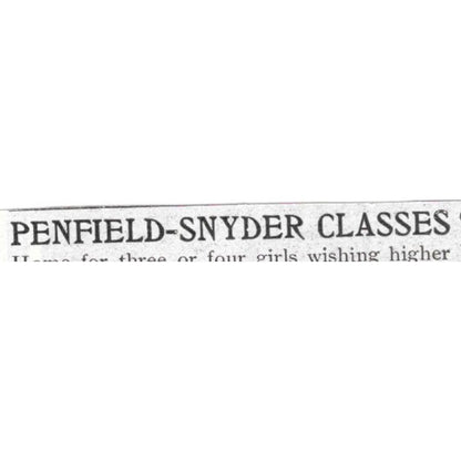 Penfield-Snyder Classes Girls College Prep Watertown NY 1903 Original Ad AK5-S30