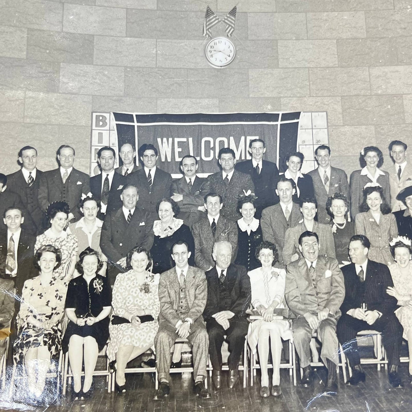 1940s Group Photo Binghamton New York 8x10” Auditorium Gymnasium WITH NAMES D7