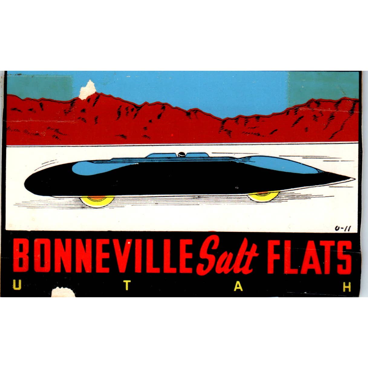 1960s Bonneville Salt Flats Souvenir Decal Sticker 2.5x4" SE5