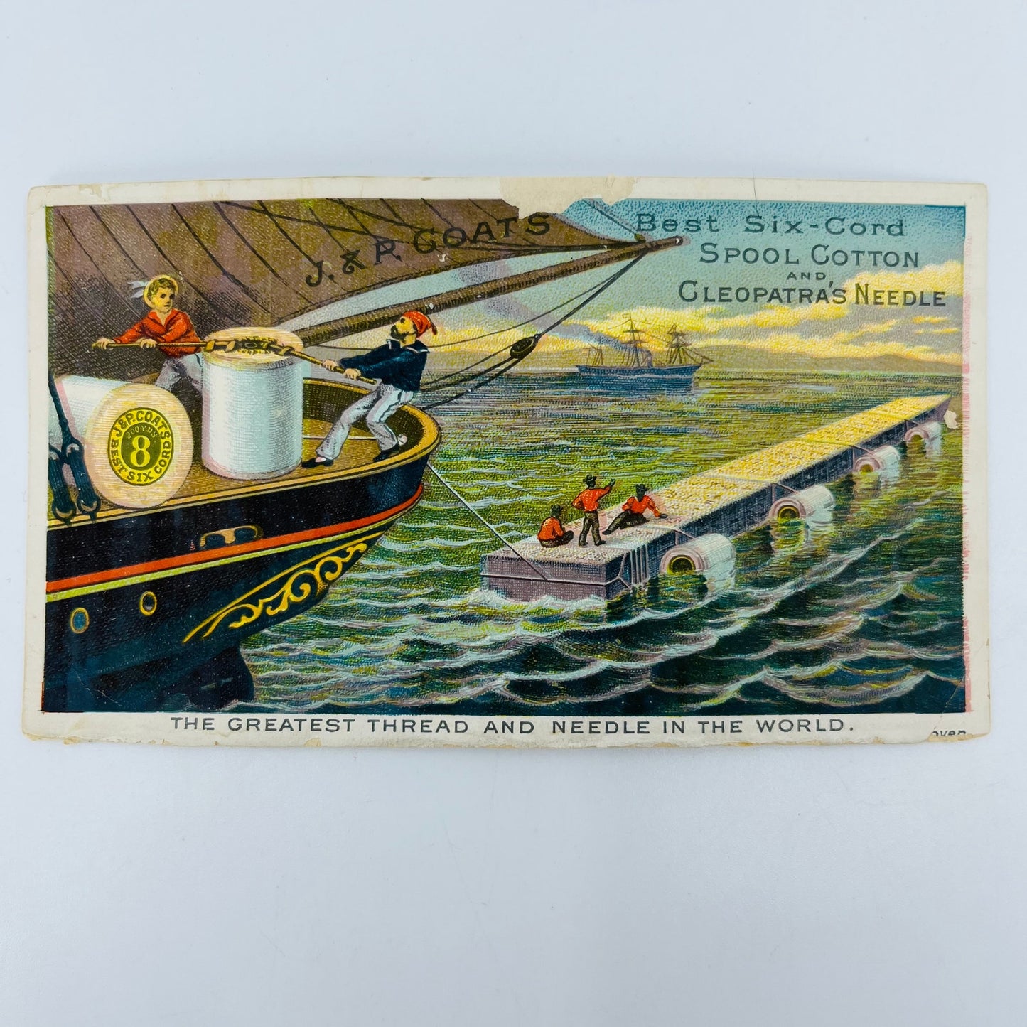 Victorian Trade Card JP Coats Thread Cleopatra’s Needle 1880 Calendar AH9-M10