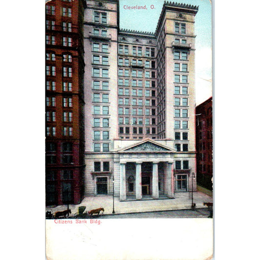c1910 Postcard Citizens Bank Building Cleveland Ohio TD9