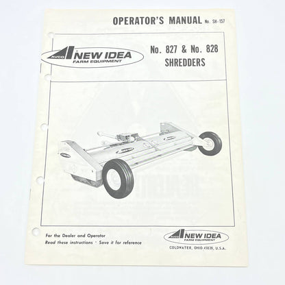 Original New Idea No. 827 & 828 Shredders SH-157 10/73 Operator's Manual TB9