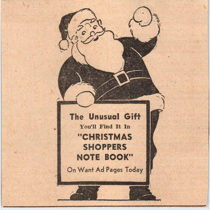 1935 Minneapolis Journal Newspaper Ad Santa Christmas Shoppers Notebook FL5-6