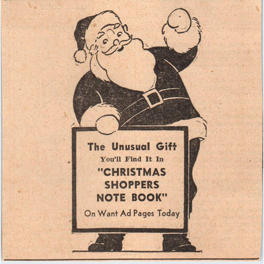 1935 Minneapolis Journal Newspaper Ad Santa Christmas Shoppers Notebook FL5-6