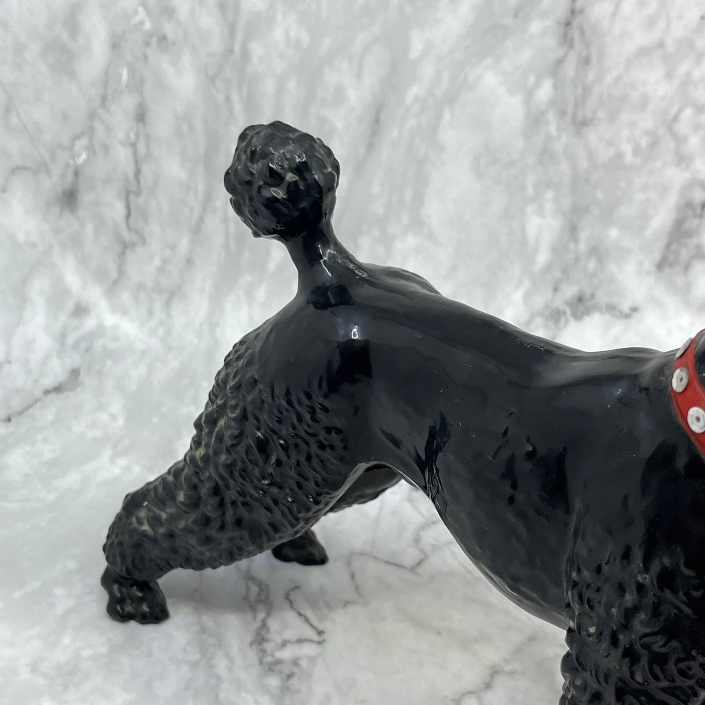 Vintage Breyer Black Poodle with Red Dog Collar and Dark Eyes 9x8 TI9