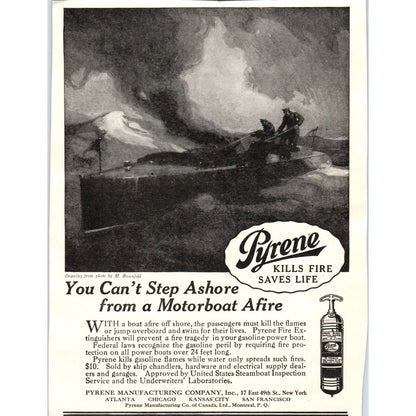 c1920 Harper's Magazine Ad - Pyrene Motorboat Fire Extinguisher TF6-1