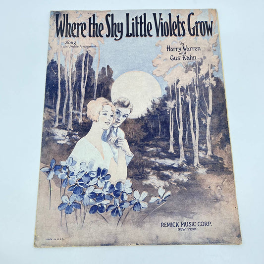 1928 Sheet Music Where the Shy Little Violets Grow Harry Warren Gus Kahn TF9