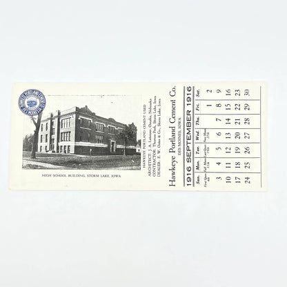1916 Hawkeye Portland Cement Co Blotter Des Moines IA High School Storm Lake AB8