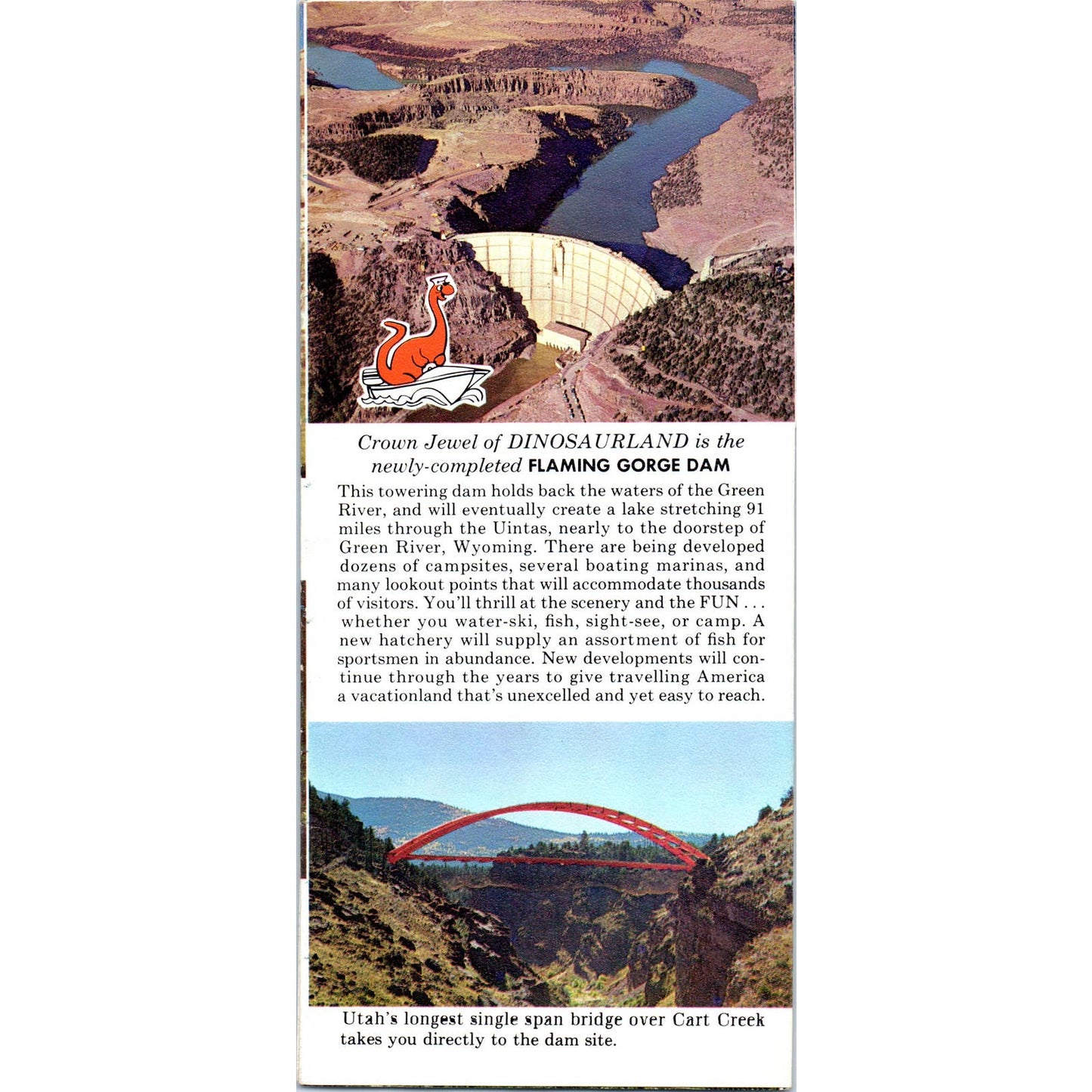 1950s Dinosaur Land Vernal Utah Fold Out Travel Brochure SE3-4