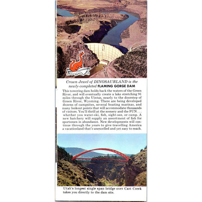 1950s Dinosaur Land Vernal Utah Fold Out Travel Brochure SE3-4