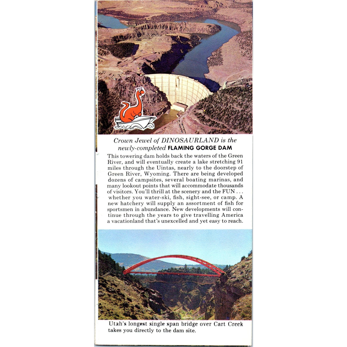 1950s Dinosaur Land Vernal Utah Fold Out Travel Brochure TH2-SF2