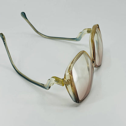 Vintage 1970s Thick Frame Transparent Drop Arm Woman’s Eyeglasses