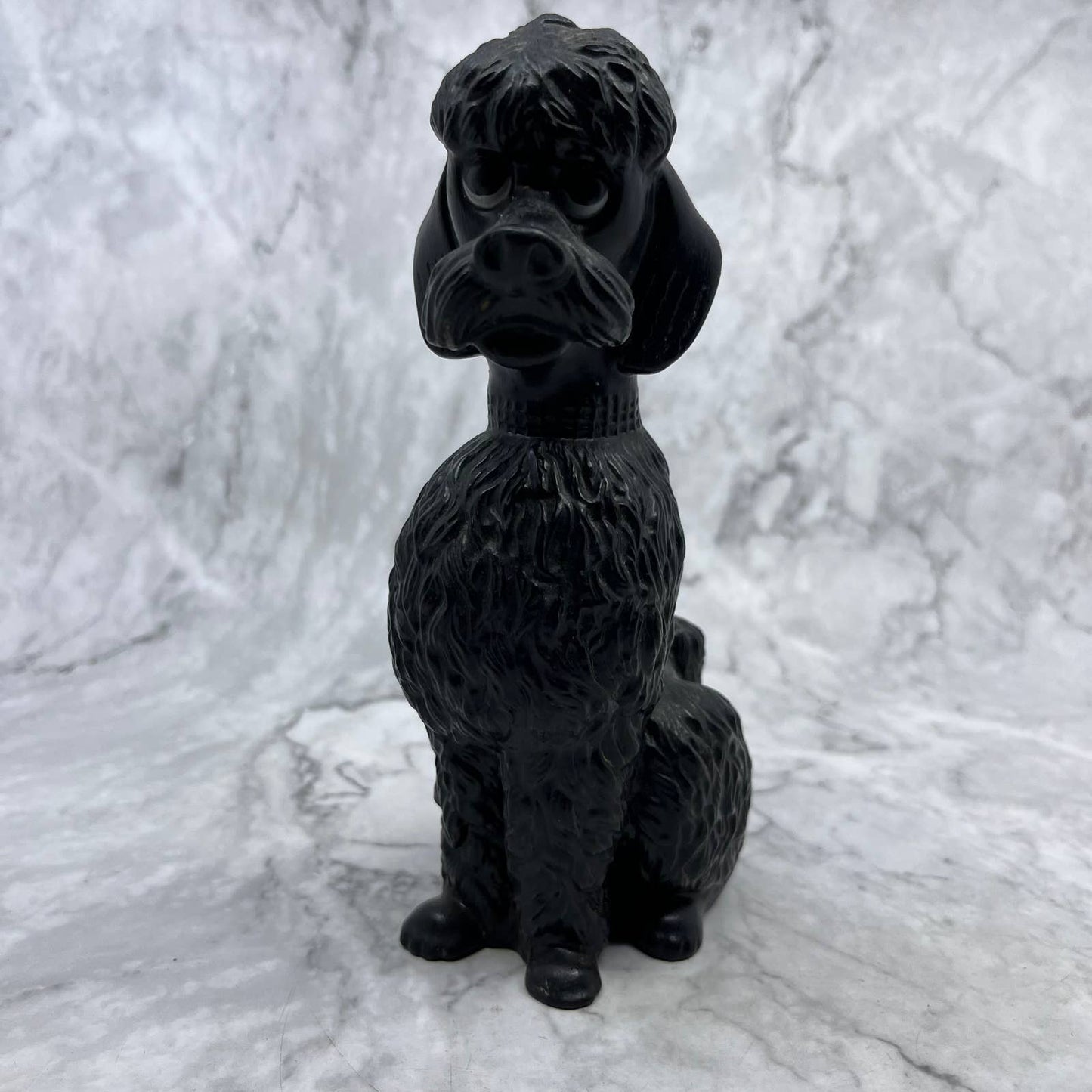 Vintage MCM Kitschy 7.5" Plastic Black Poodle Coin Bank TB6