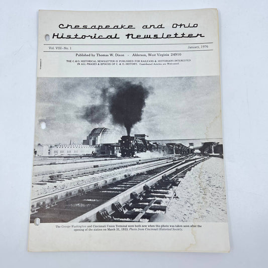 1976 Jan Chesapeake and Ohio Historical Newsletter C&O RR Thomas Dixon WV TE2