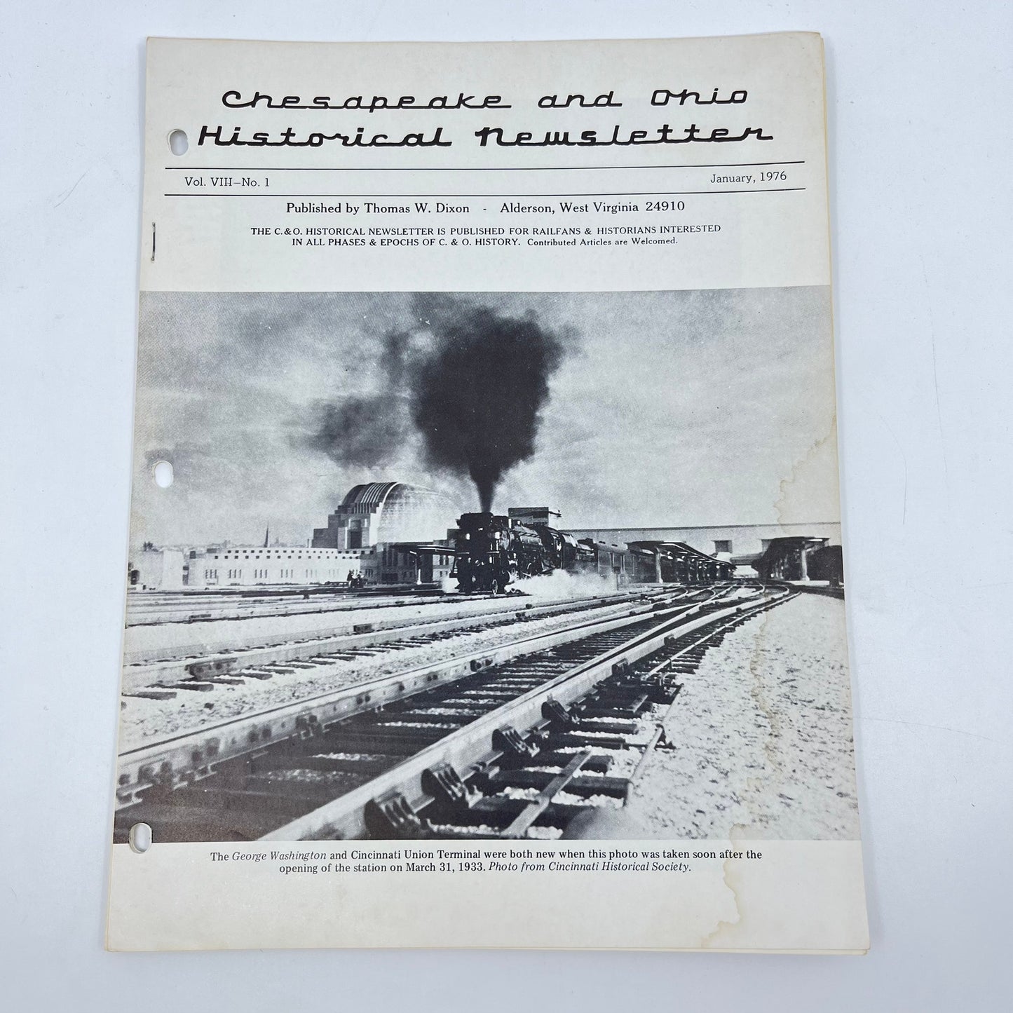 1976 Jan Chesapeake and Ohio Historical Newsletter C&O RR Thomas Dixon WV M1-2