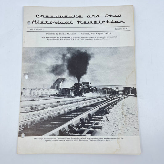 1976 Jan Chesapeake and Ohio Historical Newsletter C&O RR Thomas Dixon WV M1-2