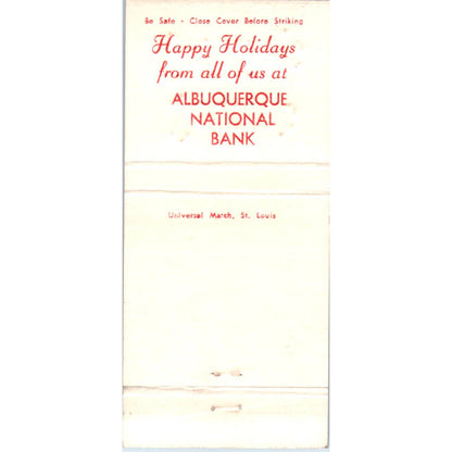 Seasons Greetings Albuquerque National Bank Advertising Matchbook Cover SA1-M7