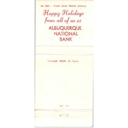 Seasons Greetings Albuquerque National Bank Advertising Matchbook Cover MM10-3