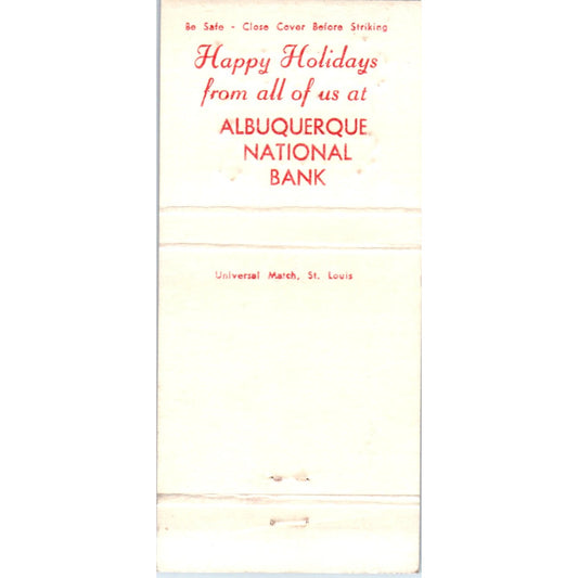 Seasons Greetings Albuquerque National Bank Advertising Matchbook Cover MM10-3