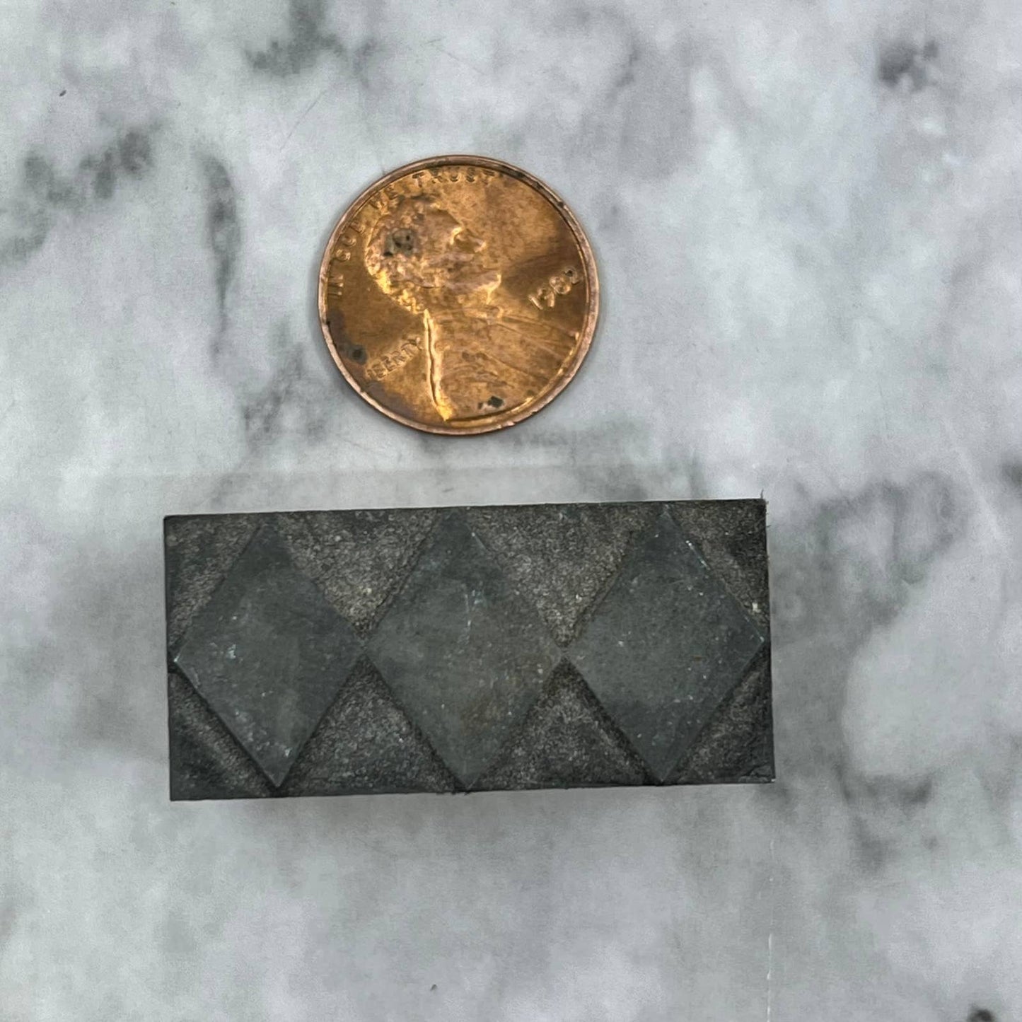 Vintage Printing Letterpress Printers Block Plate Argyle Diamond Pattern TJ511