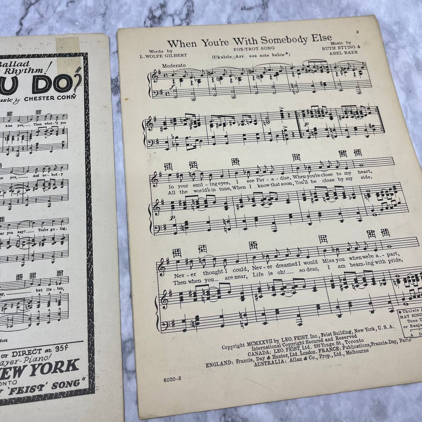 When You're With Somebody Else Fox Trot 1927 Ruth Etting Abel Baer L Gilbert TI1