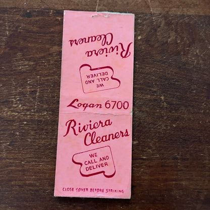 Riviera Cleaners Advertising Matchbook Cover SB3-M2