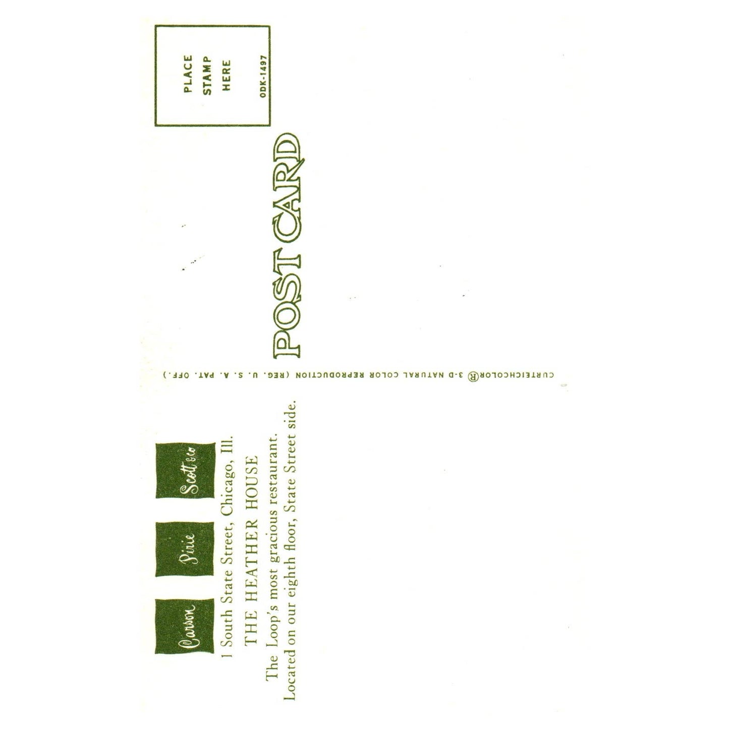 Vintage Postcard - The Heather House Chicago Illinois Dining Room Interior TJ7-1