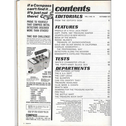 Treasure Magazine - Treasure Hunting Mines Buried Metal Detecting Oct 1974 MB4